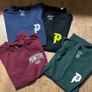 Primitive Logo T-Shirt Collection in Navy, Black, Burgundy, and Green